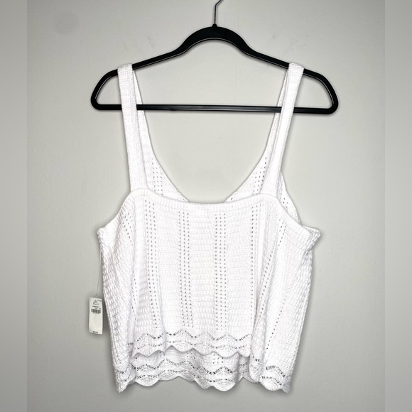 Old Navy Women's White Tie-Front Sweater Tank Top Scalloped Hemline Size L NWT - Picture 2 of 9